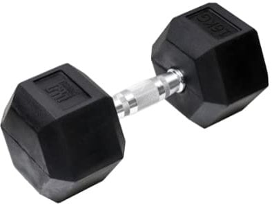 Orange Gym Sechskant-Hantel Schwarz - Kurzhantelgewichte für das Ganzkörper-Krafttraining - Trainingsgeräte und Sportgeräte für zu Hause - mit Sechskantform, damit die Hanteln nicht wegrollen - 16 kg