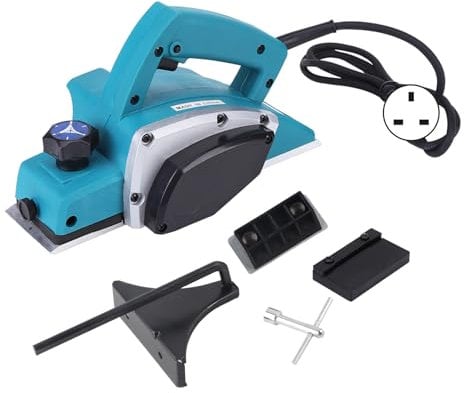 Electric Wood Planer, Portable and Lightweight Handheld Planer Self-Locking Electric Planer Easy Operation with Depth Adjustment Button for Woodworking, 800W 13000-16000 RPM