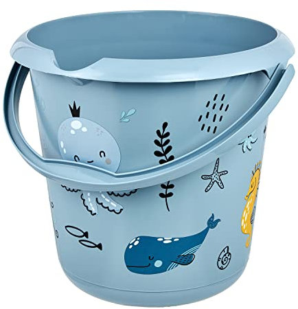 keeeper Eimer mit integrierter Mess-Skala und ergonomischem Griff, 10 l, Ilvie Sea Life, Nordic Blue