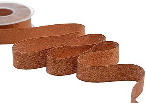 Furlanis - Dekoband aus Intensiv Lurex, Dekoratives Dekoband für Weihnachts- und Festtagspakete, Italienische Gewebe - Kuperfarbe, 25mm x 25m