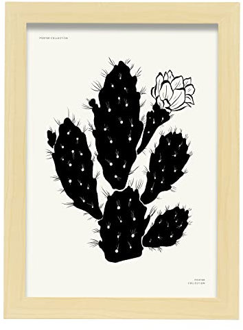 Nacnic Affiche avec des Fleurs et des Plantes en Noir et Blanc. Fleur de Cactus. Illustrations artistiques Modernes pour la décoration intérieure. A4 avec Cadre.