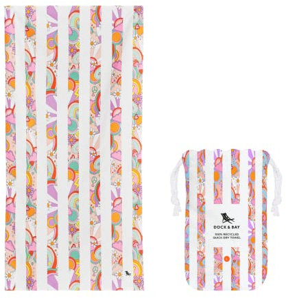 Dock & Bay Strandhandtuch - Schnell trocknende Mikrofaser, ohne Sand - Kompakt, Leicht - 100% recycelt - Inklusive Beutel - Kids - Pink Power, Medium (130x70cm, 51x28)