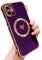 LSOUGUK Compatible with Magsafe Case for iPhone 11,Love Heart Pattern Electroplated Design Soft TPU Shockproof Protective Full Camera Lens Protection Magnetic Case for iPhone 11 6.1 ''-Deep Purple