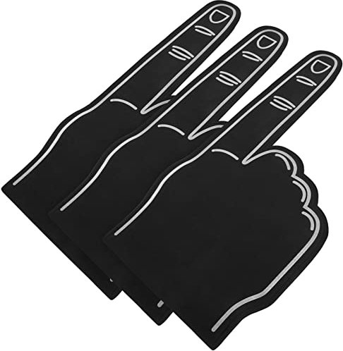 Toddmomy Partyzubehör Parteibevorzugung 3 Stück Riesige Schaumstofffinger Schwarze Schaumstoffhände Jubel-Requisiten Für Sportveranstaltungen Spiele Geschäftspartys (18 Zoll) Sportzubehör