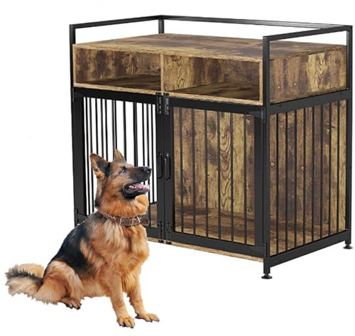 PPGE HOME Modern Furniture-Style Crates Dog Crate, Heavy Duty Super Sturdy Dog Kennels, for Small/Medium/Large Dog, Anti-Chew, With Storage Side End Table