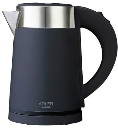 Adler - Compact Stainless Steel Electric Mini Travel Kettle - Black - Wireless and Quick Boiling - Ideal for Camping and On the Go - Intelligent Kettle for Elderly People