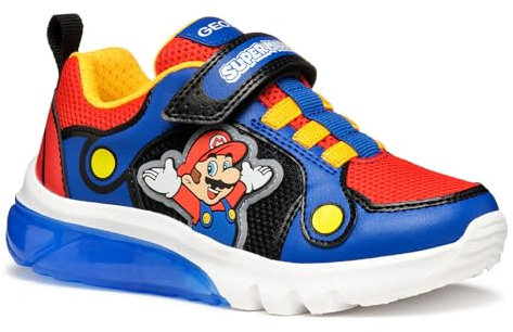 Geox J CIBERDRON Boy F Sneaker, Royal/Red, 26 EU