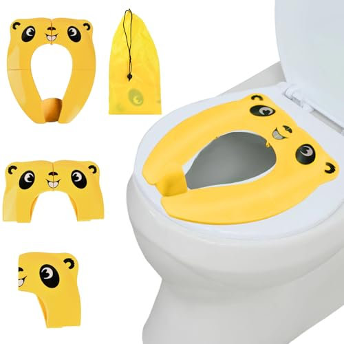 Baby Toilet Seat with Carry Bag, Baby Toilet Reducer, Portable Potty Training Toilet Seat Toddler Travel, Non-Slip Training for Travel (Yellow)