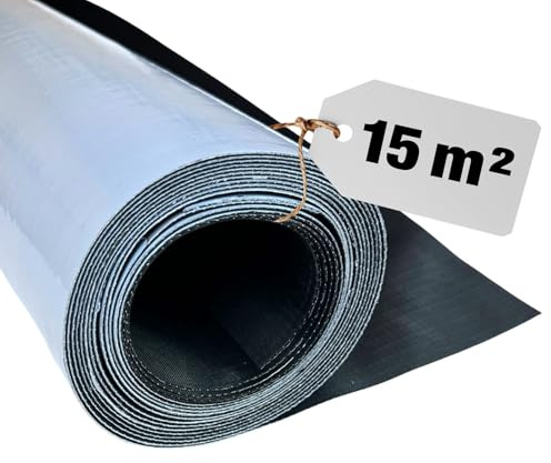 HSS EPDM Dachfolie Selbstklebend – 15m² KSK Dachbahn für Gartenhaus & Carport – UV Beständig & Wasserdicht – 1,3mm Stark – 100cm x 15m – Schwarz