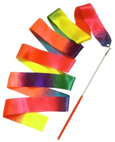 Tanzband, Tanzband, 2 m, Gymnastik, farbige Bänder mit Griff, bunte Turnhallen-Bänder, Metallöse, künstlerisch wirbelnde Bänder for Urlaubsdekorationen, Band for rhythmische Gymnastik (2 Stück)(1 Pcs)