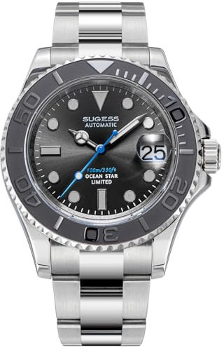 Sugess Ocean Star S450-2.KC mechanische Herrenuhr mit Saphirglas, 100 m, silber, Armband