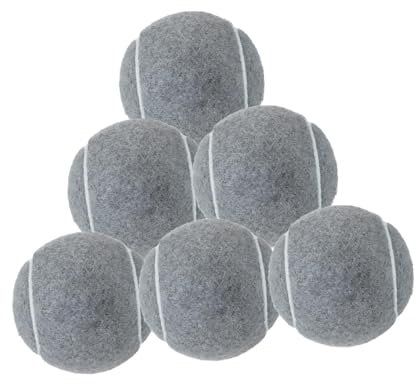 kowaku 6 Stück Tennisbälle, Freizeit-Gummibälle, Profi-Tennisbälle mit einem Durchmesser von 6,4 cm, Trainingsbälle, verschleißfest, für drinnen und draußen Training, Grau