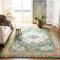 SAFAVIEH Boho Teppich für Wohnzimmer, Esszimmer, Schlafzimmer - Monaco Collection, Kurzer Flor, Waldgrün und Hellblau, 201 X 279 cm