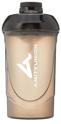 Eiweiß Shaker 800 ml mit Sieb - ORIGINAL Fitness Mixer - auslaufsicher - BPA frei, Mit Skala für cremige Whey Proteinpulver Shakes, Protein Isolat und BCAA Konzentrate in Schwarz Deluxe