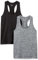 Amazon Essentials Damen Active Quick Dry Tech Stretch Racerback-Tanktop (in Übergröße erhältlich), 2er-Pack, Kohlegrau Space-dye/Schwarz, S