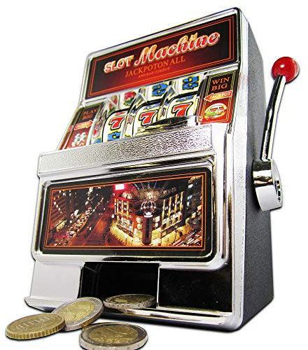 Monsterzeug Slot Machine Spardose - Einarmiger Bandit Spielautomat mit Sound und Licht, Kreative Verpackung Geldgeschenk, Höhe 19 cm