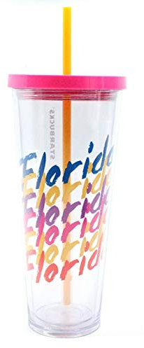 Starbucks FLORIDA Venti Size Acrylic Cold Cup With Straw