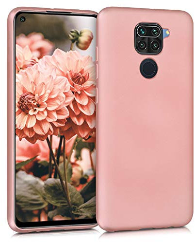 kwmobile Case kompatibel mit Xiaomi Redmi Note 9 Hülle - Schutzhülle aus Silikon metallisch schimmernd - Handyhülle Metallic Rosegold