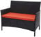 Mendler Poly-Rattan Gartenbank Halden, Sitzbank Bank - schwarz, Kissen Terracotta