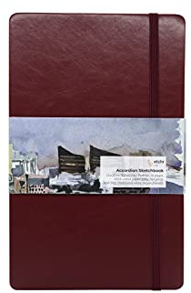 Etchr Watercolor Sketchbook Accordion 5x8in - 100% Cotton Watercolor Paper Journal - Hot Press Watercolor Paper - Use for Watercolor Gouache Mixed Media or to Sketch - Sketchbook for Watercolor
