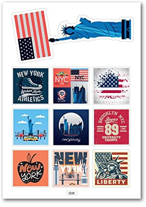 A4 Stickerbogen New York Aufkleber selbstklebend - G08