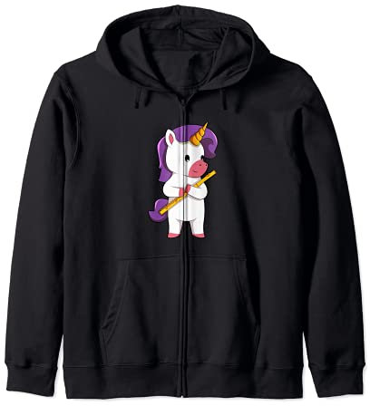 Licorne mignonne avec flûte Kawaii Anime Japonaise Sweat à Capuche