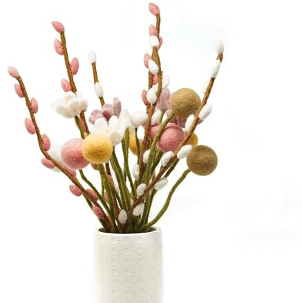 Gry & SIF Dekorative Blumen-Arrangements, Kunstblumen für Zuhause, handgefertigte Filz-Blumen, Handmade, Fairtrade | 1x Filz-Blumenstrauß Lola, 26-teilig