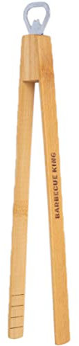 Grillzange mit Flaschenöffner 33cm | Zange aus Holz mit Kapselheber | Kombizange Geschenk Grillzubehör Wurstzange (Barbecue King)