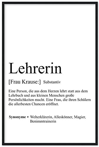 Galeriemode Lehrerin Geschenkidee Poster personalisiert Geburtstagsgeschenk Defintion Geschenk persönlich Kunstdruck Bild DIN A4 297 mm x 210 mm