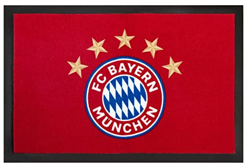 FC Bayern München Fan Fußmatte - Logo 5 Sterne - rot Matte Fußabtreter FCB