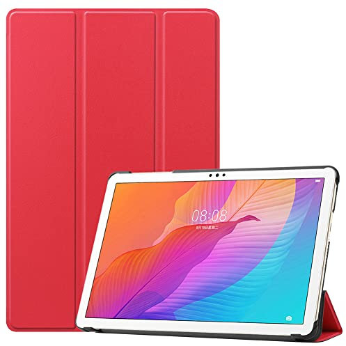 Kepuch Custer Funda para Huawei MatePad SE AGS3K-W20,T10S 10.1 AGS3-L09 AGS3-W09,T10 9.7 AGR-L09 AGR-W09,Honor Pad X8 Lite AGM3-W09HN,Smart Cover Fundas Carcasa Case Protectora de PU-Cuero - Rojo