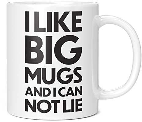 Mug Monster,Tazza gigante con scritta I Like Big Mugs and I Cannot Lie, tazza da tè extra large, tazza da caffè in ceramica, tazza extra grande e gigante disponibile, tazza bianca da 567 ml