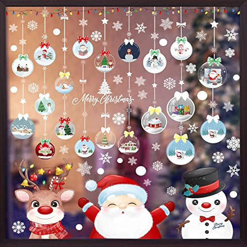 Weihnachtsdeko Fenster, 10 Blatt Fensterbilder Weihnachten Selbstklebend, Doppelseitiger Fensterdeko Weihnachten, PVC Weihnachtsfensterbilder Kinder, Wiederverwendbar Fenstersticker Weihnachten