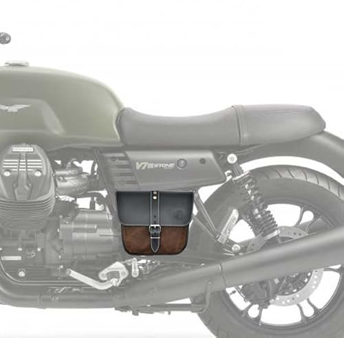 Tasche aus Leder und gewachster Baumwolle, kompatibel mit Moto Guzzi V7 III - V9 - V7 850 Ex Moto - Hüfttasche aus Leder und waxed cotton (braun)