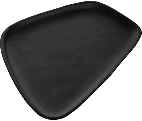 Brandsseller Deko Tablett Deko Teller ca. 35 x 25 cm Deko Schale Aluminium RAW OPTIK Schwarz