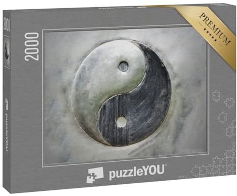 puzzleYOU: Puzzle 2000 Teile „Yin Yang Steel Background“