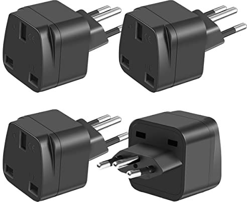 LUKELI 4 Pack UK to BRAZIL Plug Adapter Travel Plug to Brazil UK to Brazilian 3 pin plug Converter Power Adapter for BRAZIL and PARTS of South Africa (Black 4 Pack)