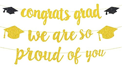 Abschluss Deko Gratulation Girlande Banner Herzlichen Glückwunsch Abschluss Dekoration We Are So Proud of You Banner Gold Graduierung Wimpelkette Abschlussfeier Graduation Party Deko