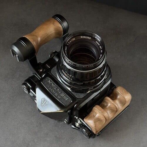 Wood Camera Hand Grip For Pentax 67 6X7 6 * 7 Left and Right Handle Holder Kit Set (Black walnut)