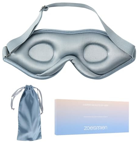 Schlafmaske Seide – 100% Maulbeerseide Augenmaske, ZOESMIEN 3D-konturierte Augenmaske für Damen und Herren, lichtblockierende Seitenschläfer-Schwellungen, trockene Augen, einzigartiges