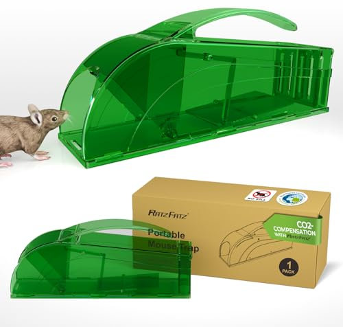 Premium Mausefalle Lebend New Generation von RatzFatz® - Mit Dauer Köder Station - Lebendfalle Mäuse Wiederverwendbar Draussen, Innen, Kleintiere, No Touch, Haustiersicher, Modell grün