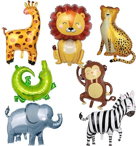 XXL Folienballon Tiere, 7 PCS Helium Ballons Tiere, Geburtstag Tierfolienballon, Tiere Party Deko Ballons, waldtiere geburtstag deko, Luftballons für Kindergeburtstag