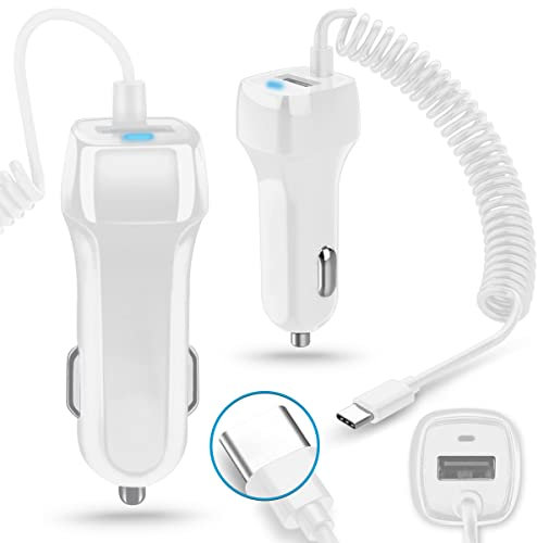 KFZ Auto Ladekabel kompatibel mit Apple iPhone 16 16e 15 / Pro/Plus/Pro Max Lade Kabel USB Typ-C Ladegerät 3,1A Datenkabel 15W, Farbe:Weiß