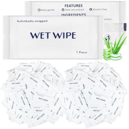 Timgle Pack of 300 Individual Towels Wet Wipes Individually Wrapped Single Wipes Packages Odourless Travel Wipes Wet Napkins Clean Hands Fast for Travel Homeless Restaurant BBQ Wedding