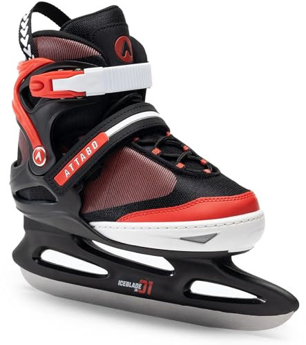 ATTABO Verstellbar Schlittschuhe Kinder und Jugendliche 31-36 EU Eislauf-Schlittschuhe mit 5-stufige Größenverstellung Eislaufschuhe Bequeme warme Eishockey Schlittschuhe mit Edelstahlkufen