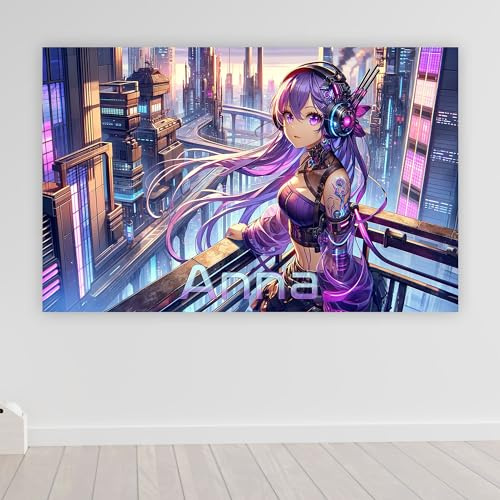 timalo Poster personalisiert mit Namen | 61 x 43 cm Anime, Cyberpunk | Gamer Bild für die Wand Jugendzimmer Gaming Motiv für Teenager Jungen und Mädchen Zimmer