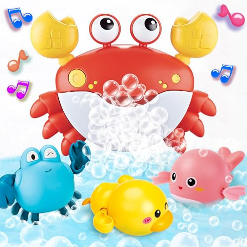 Badewannenspielzeug Schaummaschine Badewanne mit Musik,Krabbe Badespielzeug Baby ab 1 2 3 4 Jahr, Schaum Wasserspielzeug Kinder für Jungen und Mädchen