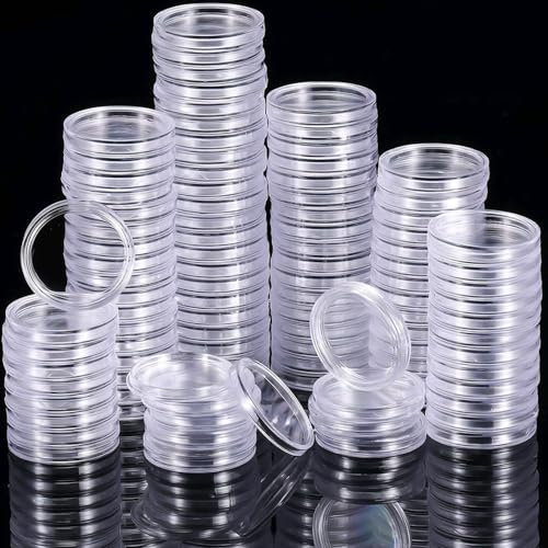 CuiCanfla Lot de 200 capsules transparentes pour pièces de monnaie - En plastique acrylique transparent