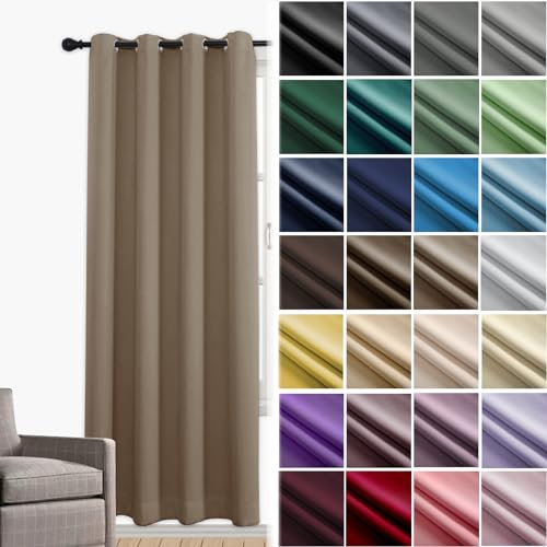 Rideau Occultant à Œillets - Thermique, Opaque, Isolant Phonique pour Douche, Dressing, Chambre, Salon, Balcon - 120 x 100cm (L x H) Curry Clair-2
