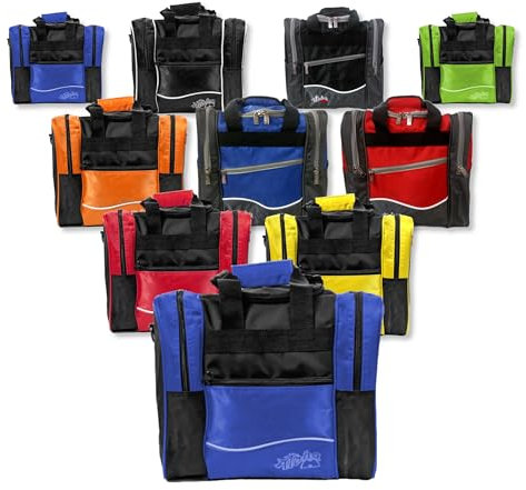 EMAX | Aloha - Wave - Bowlingball-Tasche | EIN-Ball-Bowling-Tasche | Bowlingbag für Kugel & Schuhe | Bowlingtasche mit Tragegriffen | Tasche für Herren Frauen Kinder (Deluxe - Blau)